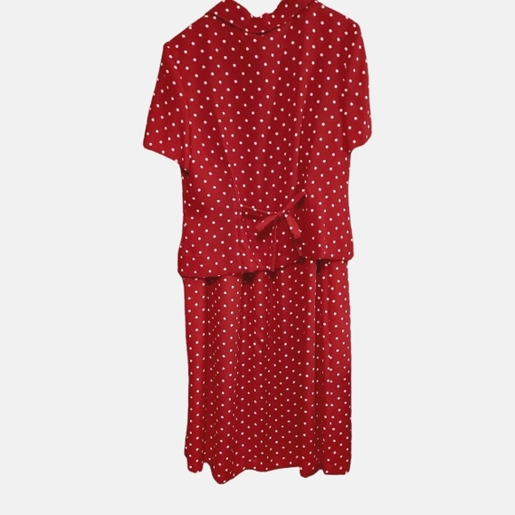 SAG HARBOR PETITE Vintage Red & White Polka Dots 2 pc Outfit Size M - Picture 2 of 3
